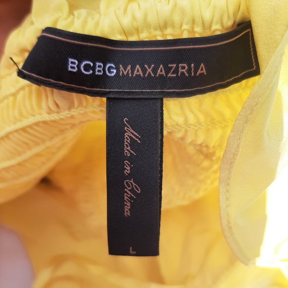 BCBGMaxAzria Yellow Silk Halter Top L - Picture 9 of 9